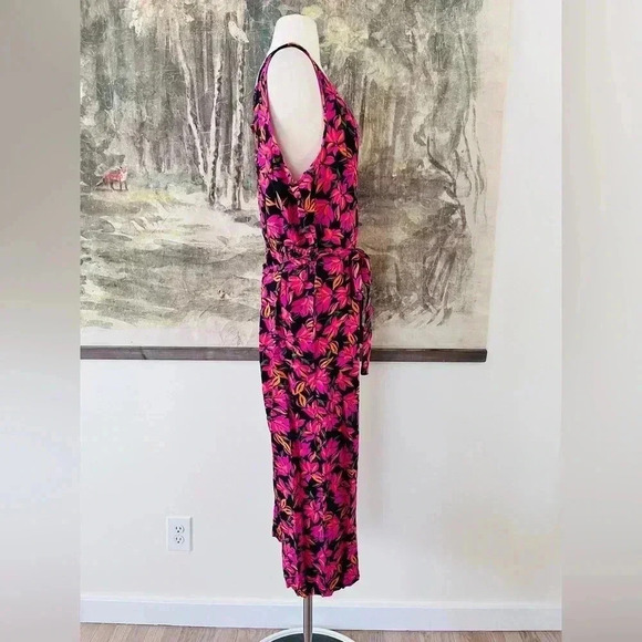 Kensie Tropical Floral Coral Combo Jumpsuit Size Large NWT $68 - Picture 3 of 11